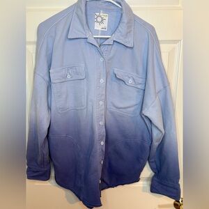 Offline by aerie ombré Blue Button-Up Shirt Jacket Sweater 🤍🥶